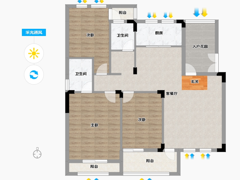 湖南省-长沙市-房聚云台府-110.40-户型库-采光通风