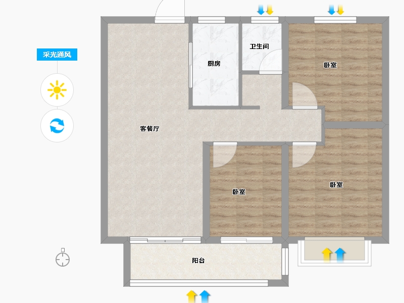 山东省-泰安市-东城紫郡-84.00-户型库-采光通风