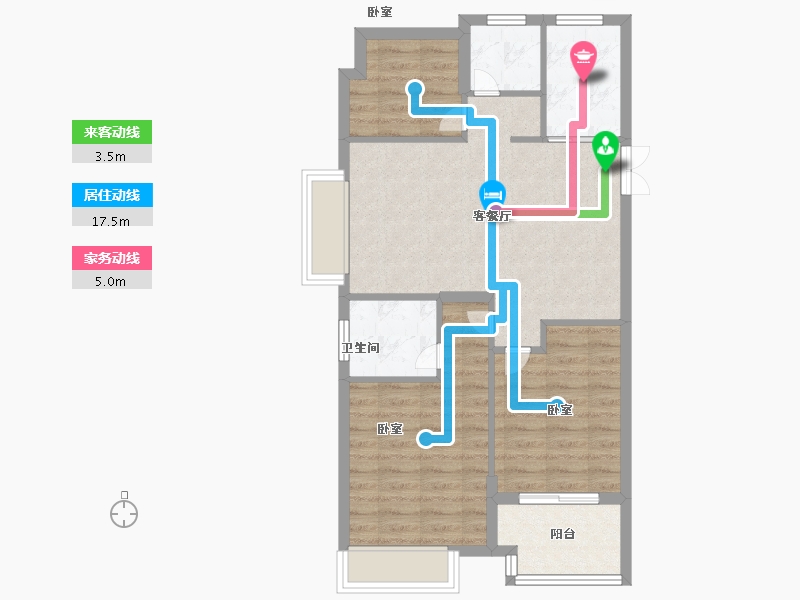 浙江省-嘉兴市-钱塘玉园-70.99-户型库-动静线