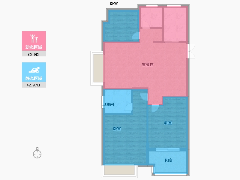 浙江省-嘉兴市-钱塘玉园-70.99-户型库-动静分区