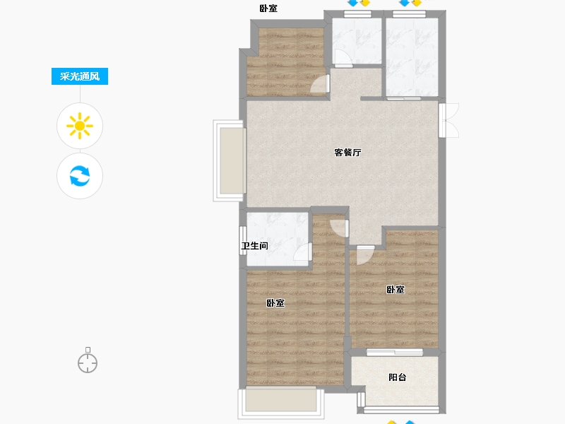 浙江省-嘉兴市-钱塘玉园-70.99-户型库-采光通风