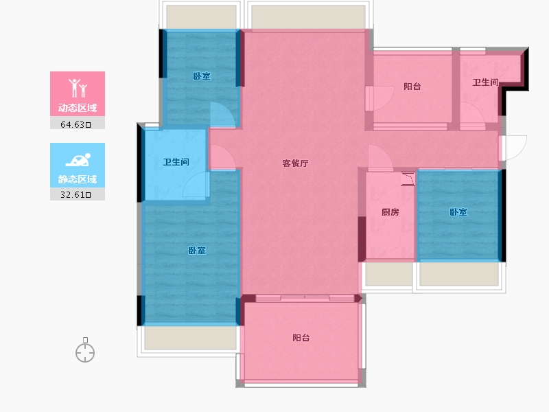 广东省-深圳市-星都梅沙天邸-87.16-户型库-动静分区