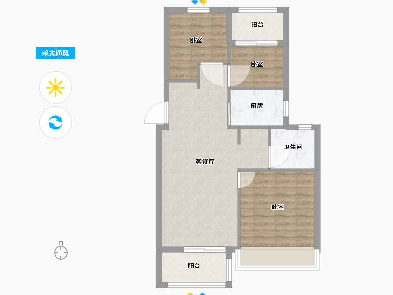 浙江省-嘉兴市-江湾府-69.01-户型库-采光通风