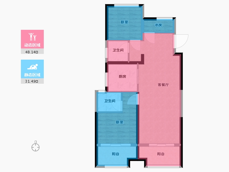 浙江省-嘉兴市-世茂茂悦府-71.00-户型库-动静分区