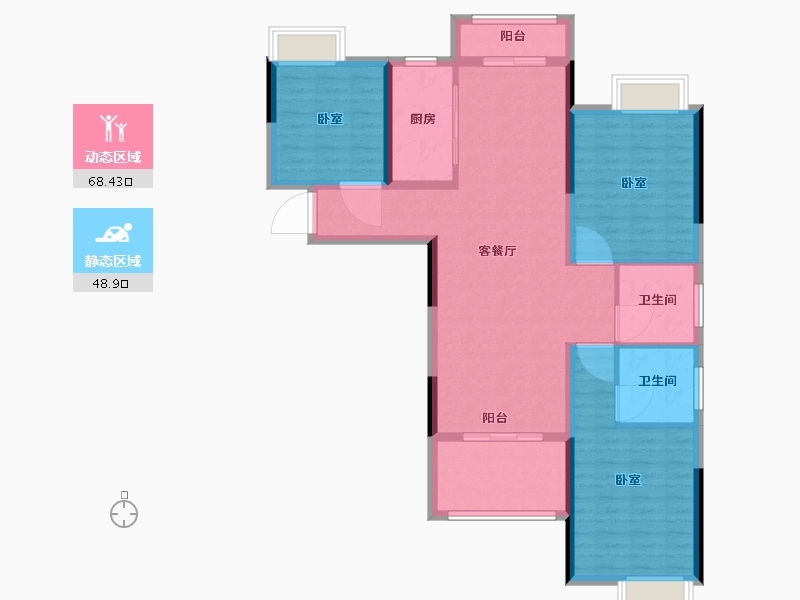 湖北省-武汉市-汉口左岸天地二期-105.82-户型库-动静分区