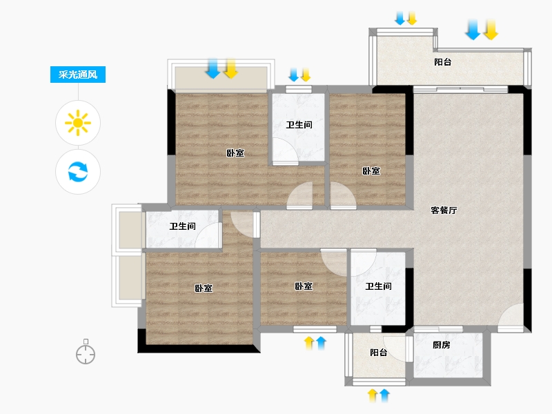 广东省-清远市-凯洋公馆-99.00-户型库-采光通风