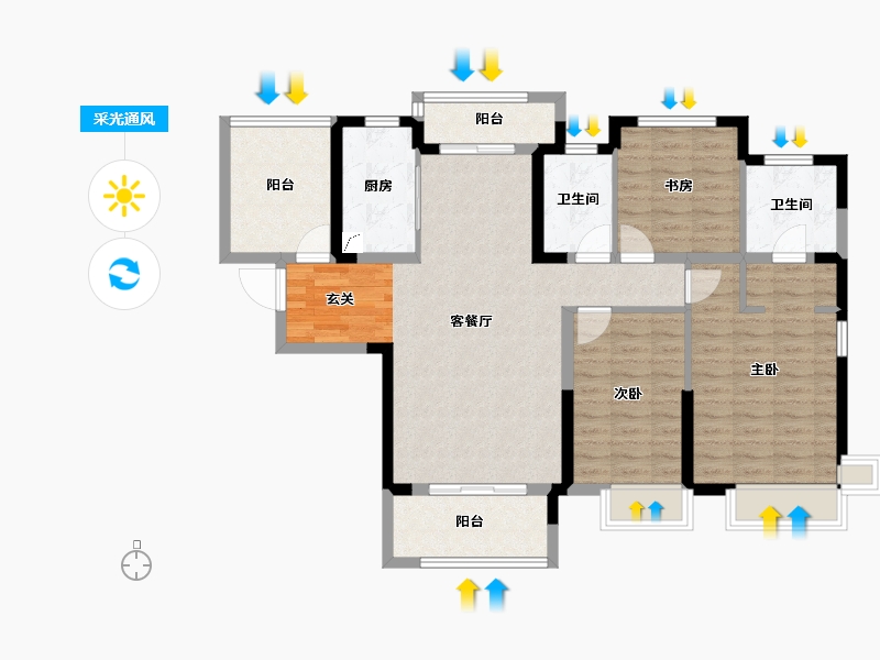 湖南省-长沙市-中国铁建山语城-101.30-户型库-采光通风