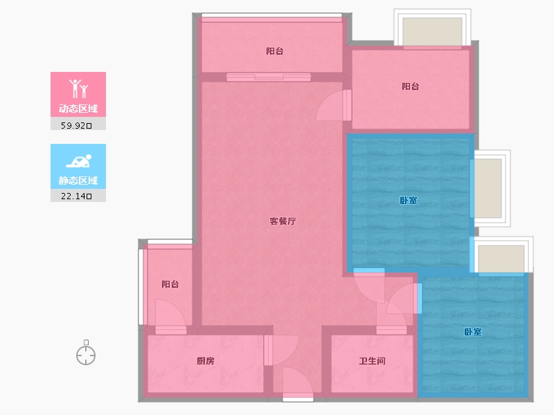 湖南省-怀化市-蓝湖广场-72.00-户型库-动静分区