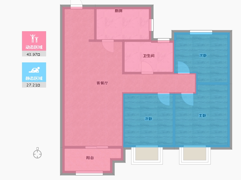 河南省-郑州市-金辉优步花园-64.00-户型库-动静分区