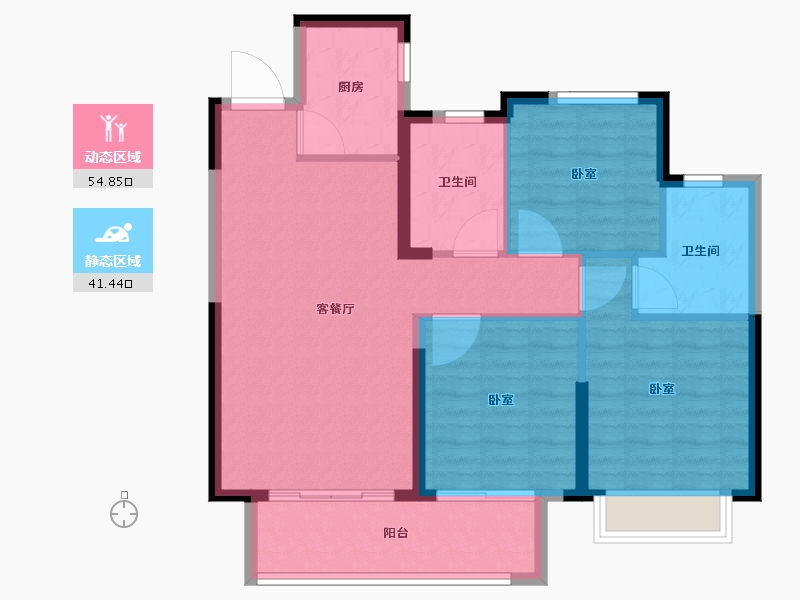 山东省-泰安市-奕珑·西周城-87.01-户型库-动静分区