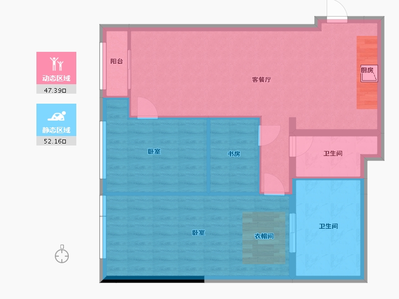 广东省-深圳市-大中华环球经贸广场W公寓-90.38-户型库-动静分区