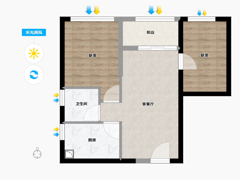 广东省-深圳市-万科云城公寓-53.00-户型库-采光通风