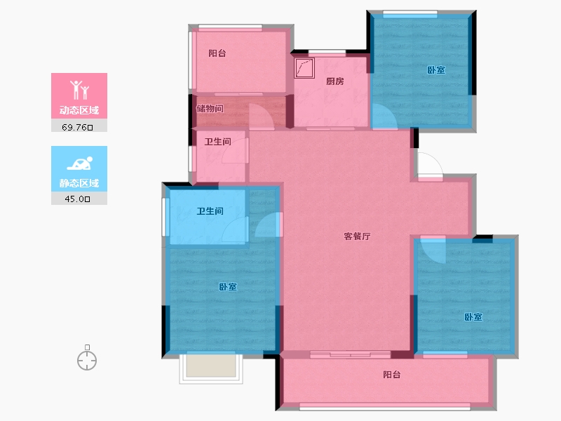 湖南省-岳阳市-中梁·首府-102.00-户型库-动静分区