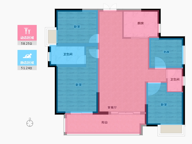 湖南省-长沙市-城发恒伟星雅韵-97.89-户型库-动静分区