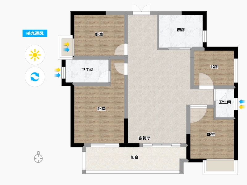 湖南省-长沙市-城发恒伟星雅韵-97.89-户型库-采光通风