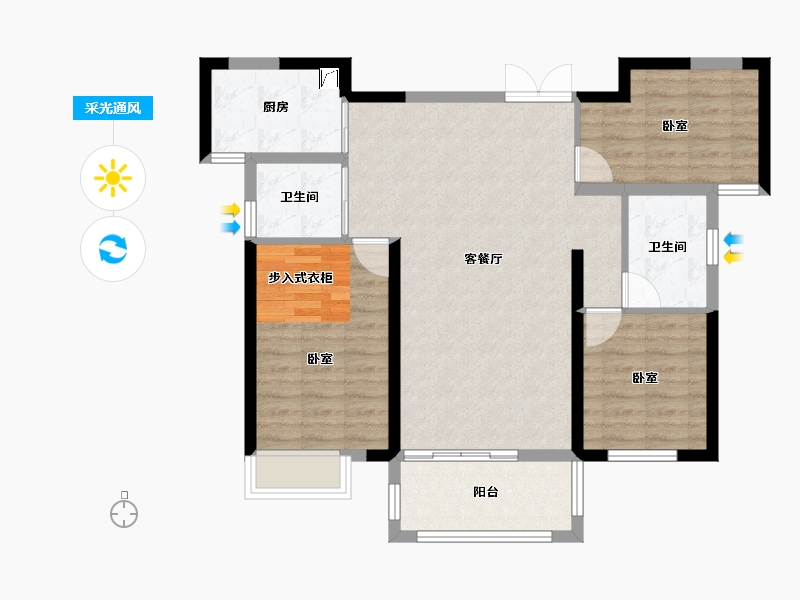 湖南省-岳阳市-富兴御城-87.14-户型库-采光通风