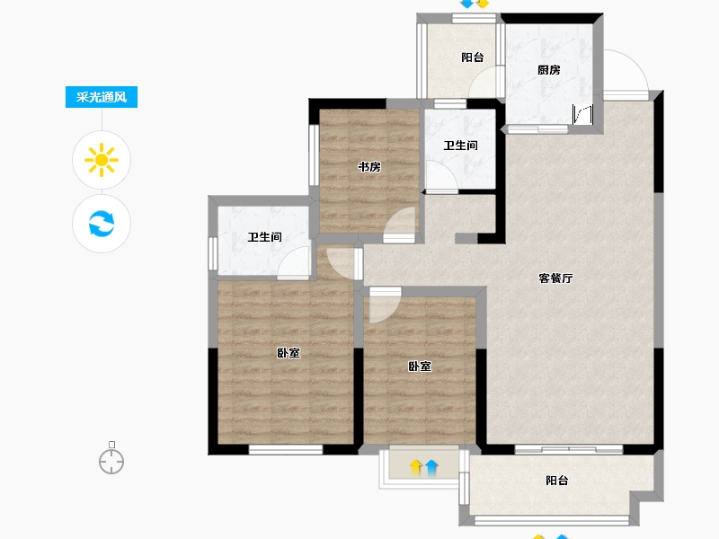 湖南省-岳阳市-富兴御城-93.57-户型库-采光通风