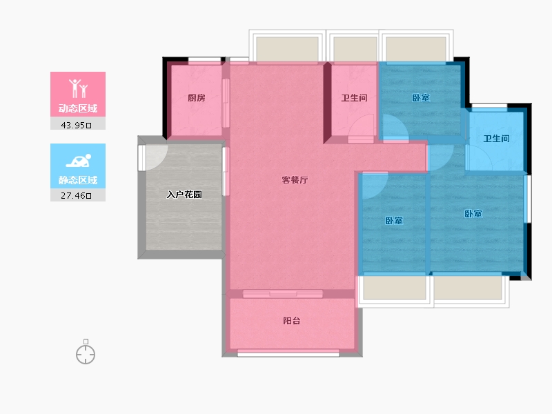 广东省-珠海市-黄杨·明月轩-71.23-户型库-动静分区