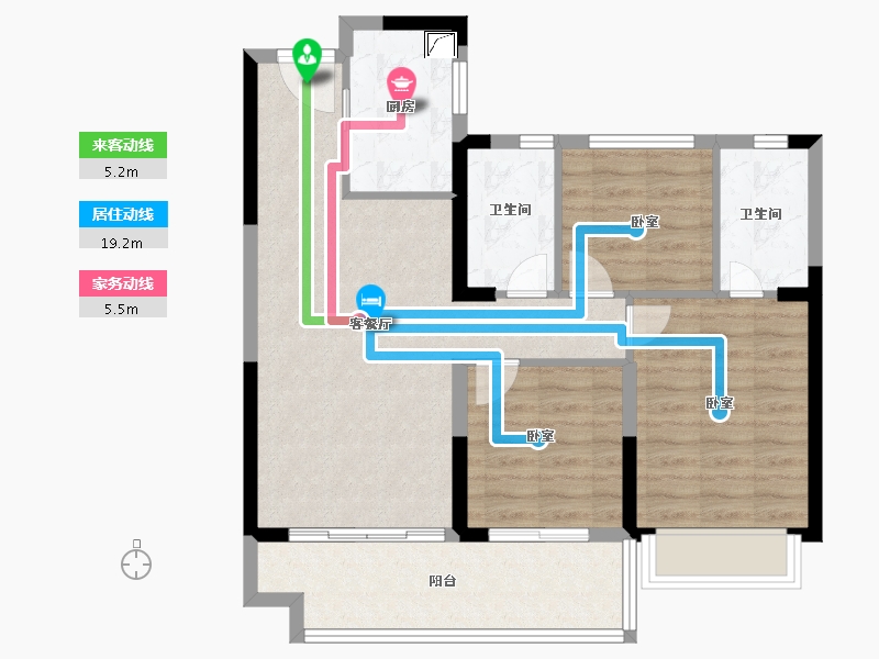 湖南省-岳阳市-碧桂园星荟-79.67-户型库-动静线