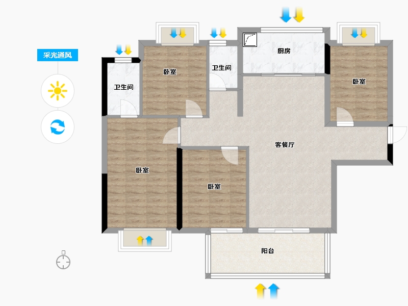 湖南省-长沙市-印湘江2-108.31-户型库-采光通风