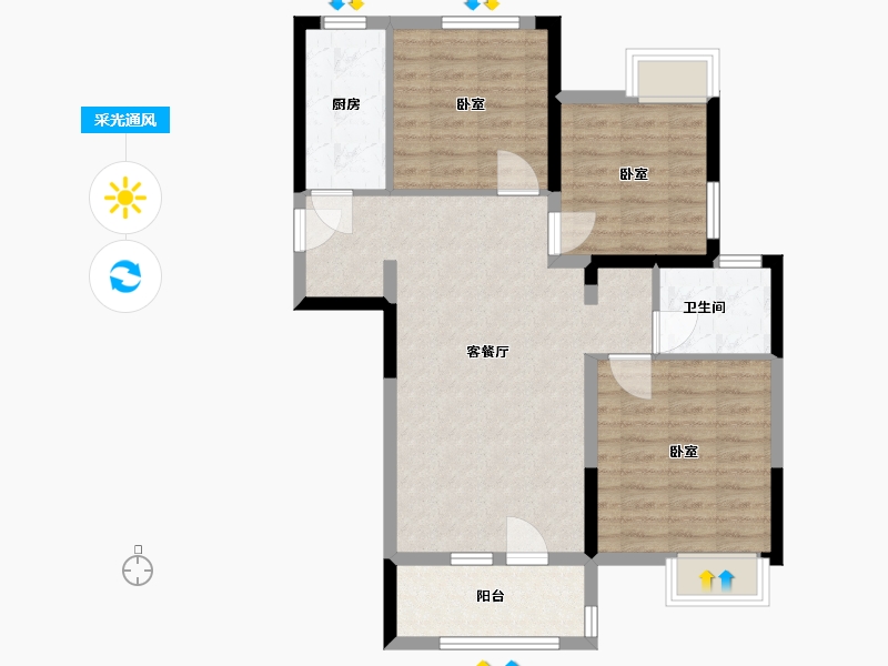 湖北省-武汉市-北辰优+国际青年互动特区-80.00-户型库-采光通风