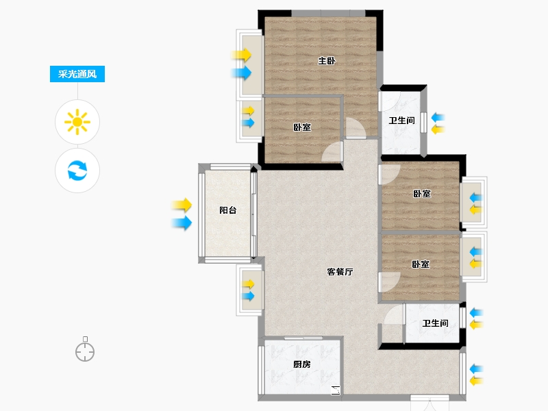 广东省-深圳市-佳兆业碧海云天-100.94-户型库-采光通风