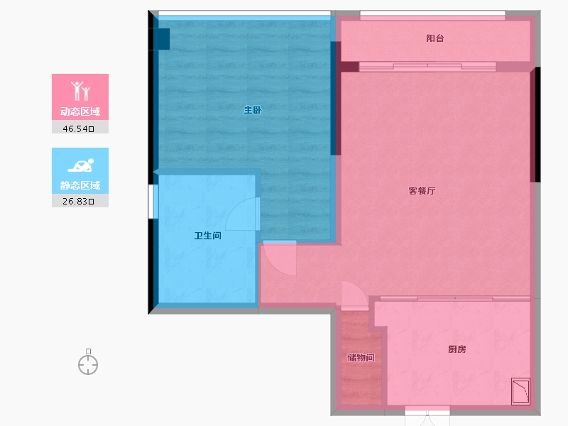 广东省-深圳市-宝能公馆 V HOUSE-65.96-户型库-动静分区