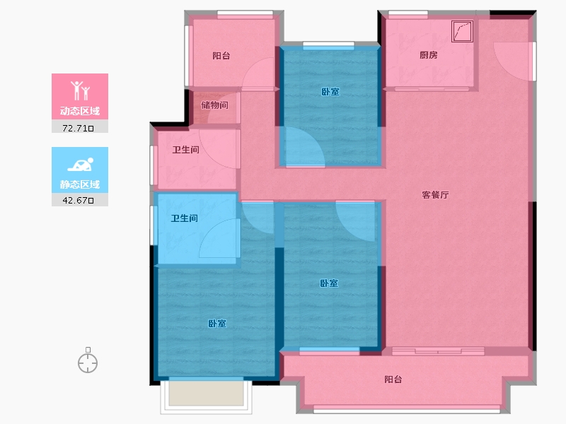 湖南省-岳阳市-中梁·首府-103.00-户型库-动静分区