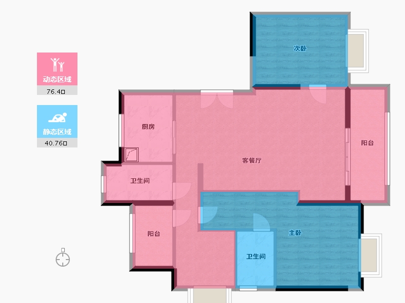 浙江省-宁波市-金地华章-105.78-户型库-动静分区