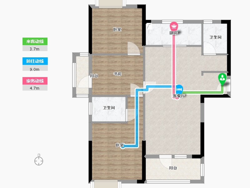 湖北省-武汉市-北辰优+国际青年互动特区-99.00-户型库-动静线