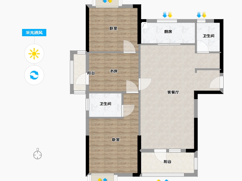 湖北省-武汉市-北辰优+国际青年互动特区-99.00-户型库-采光通风