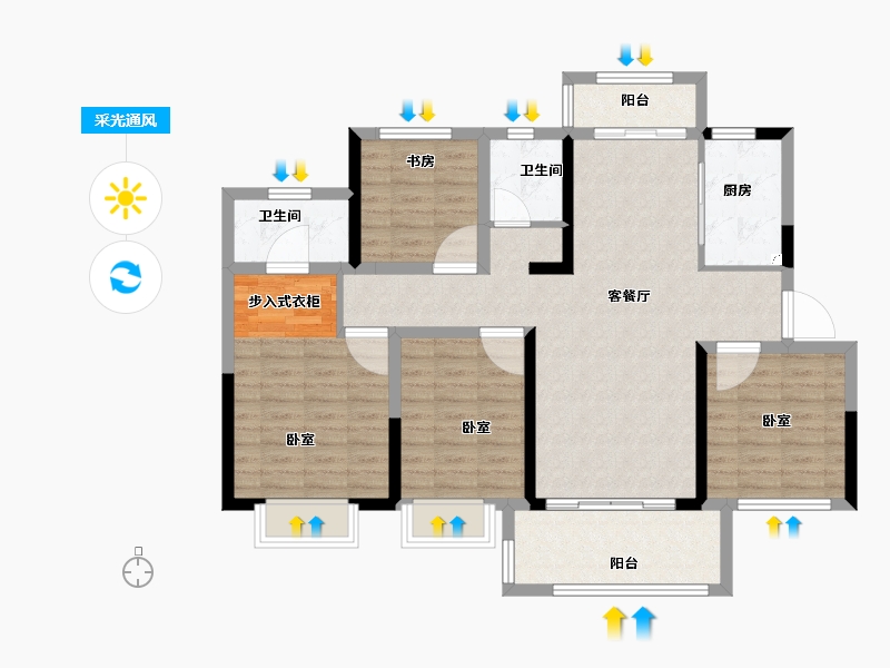 浙江省-温州市-新力琥珀园-102.00-户型库-采光通风