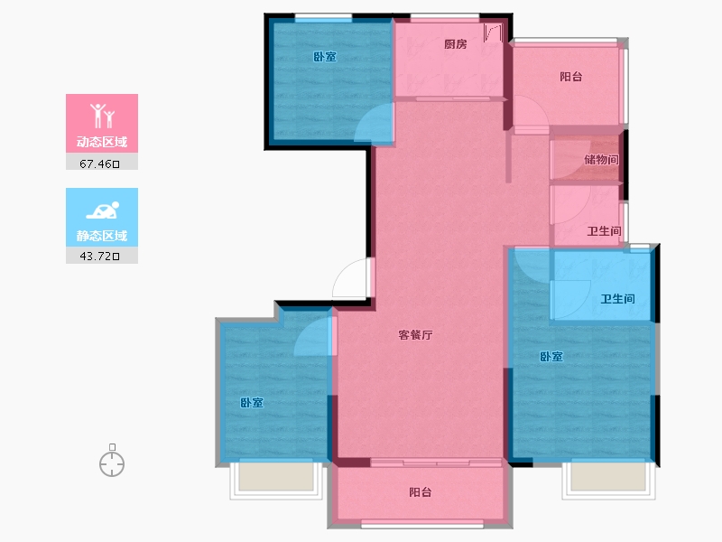 湖南省-岳阳市-中梁·首府-100.01-户型库-动静分区