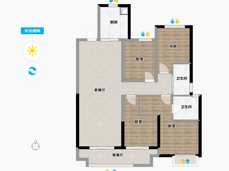 湖南省-长沙市-弘阳昕悦府-114.00-户型库-采光通风