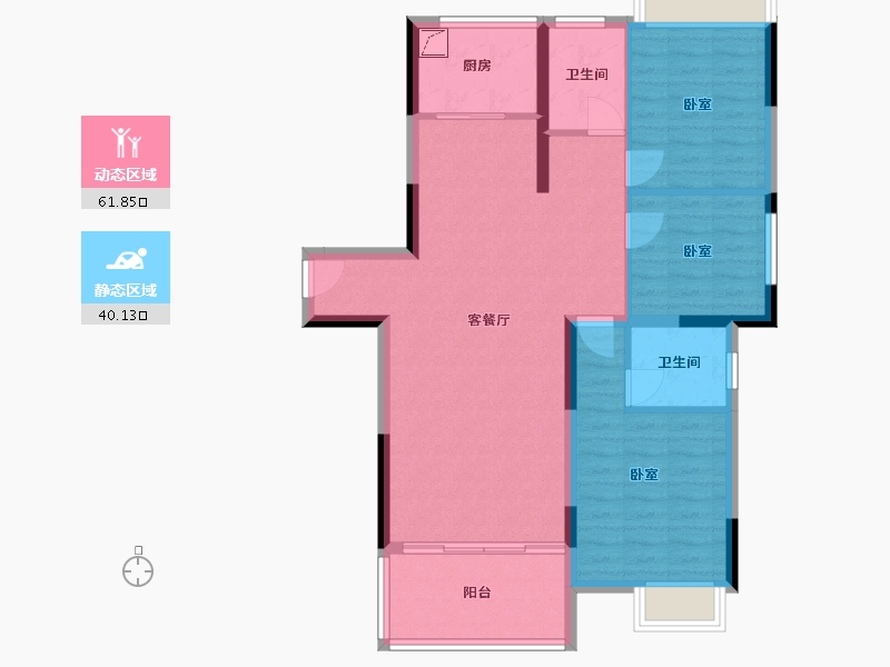 湖南省-娄底市-五江·碧桂园城市广场-91.76-户型库-动静分区