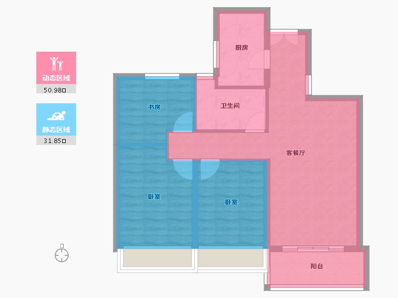 广东省-珠海市-翠湖香山·百合苑-74.11-户型库-动静分区