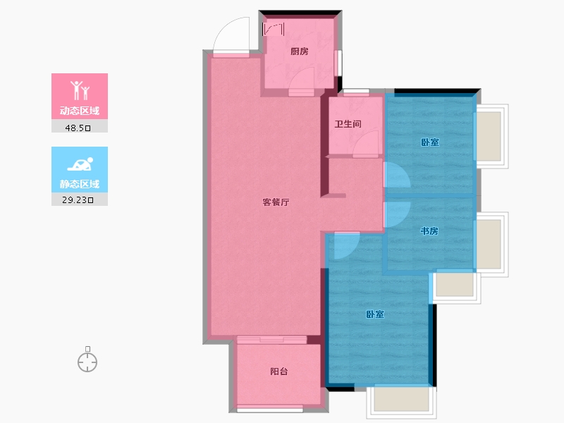 湖南省-岳阳市-美的金科郡-69.14-户型库-动静分区