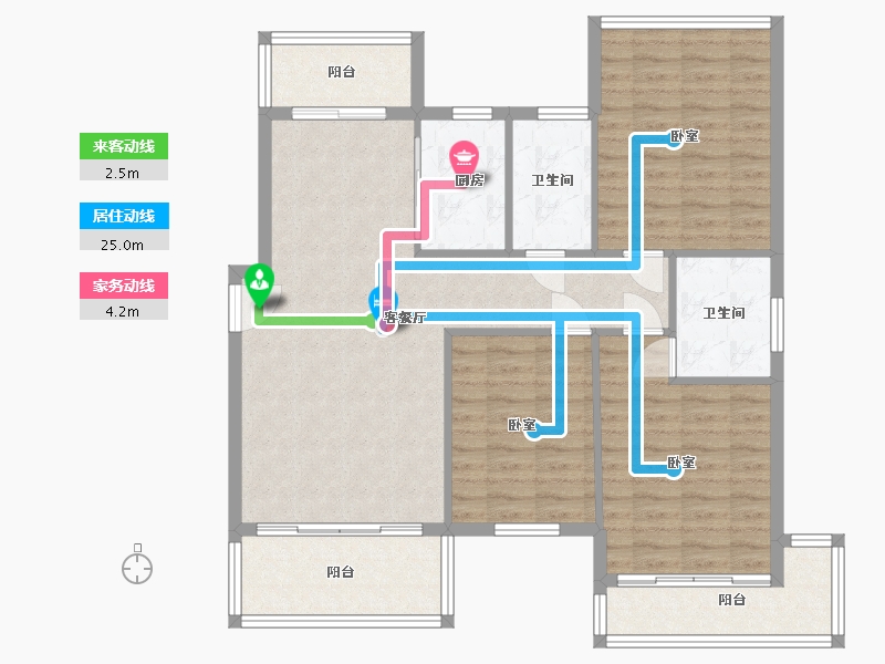 湖南省-怀化市-芷江融福苑-104.68-户型库-动静线