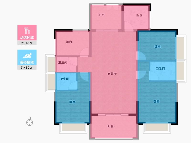 广东省-珠海市-黄杨·明月轩-114.46-户型库-动静分区