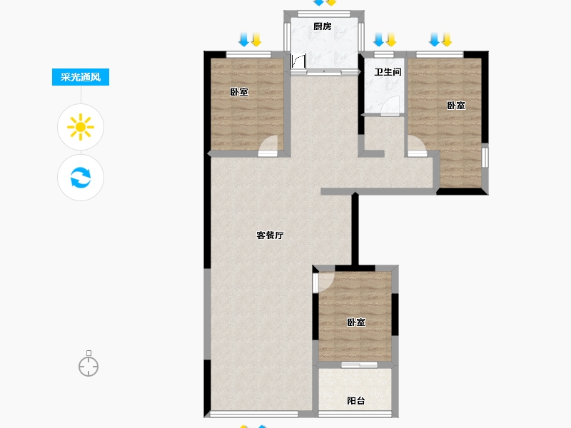 湖南省-衡阳市-融冠蜜城-102.00-户型库-采光通风