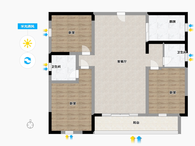 湖南省-怀化市-華園-106.00-户型库-采光通风