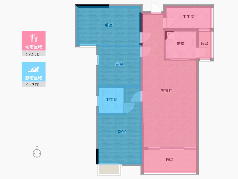 湖南省-娄底市-五江·碧桂园城市广场-91.25-户型库-动静分区