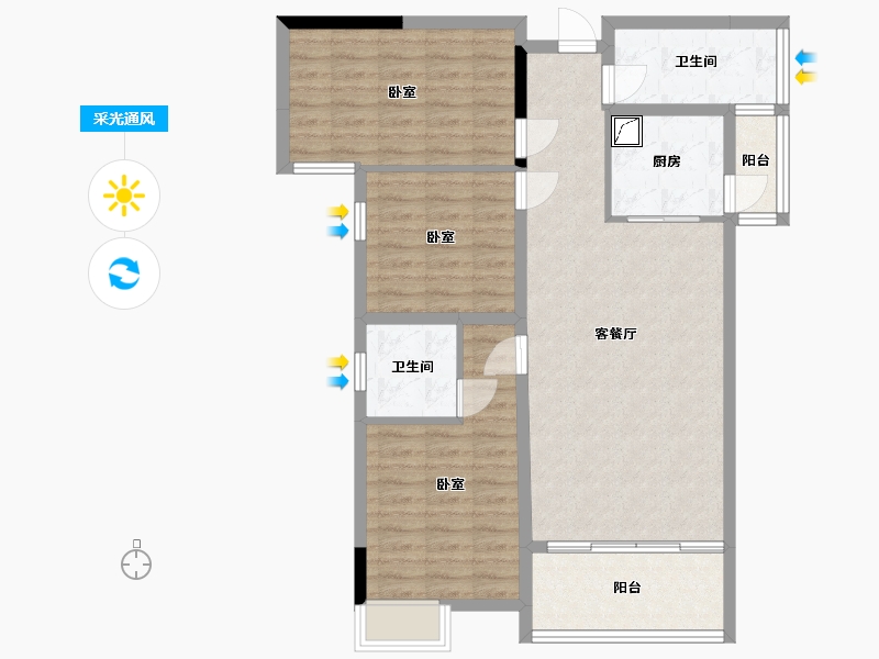 湖南省-娄底市-五江·碧桂园城市广场-91.25-户型库-采光通风