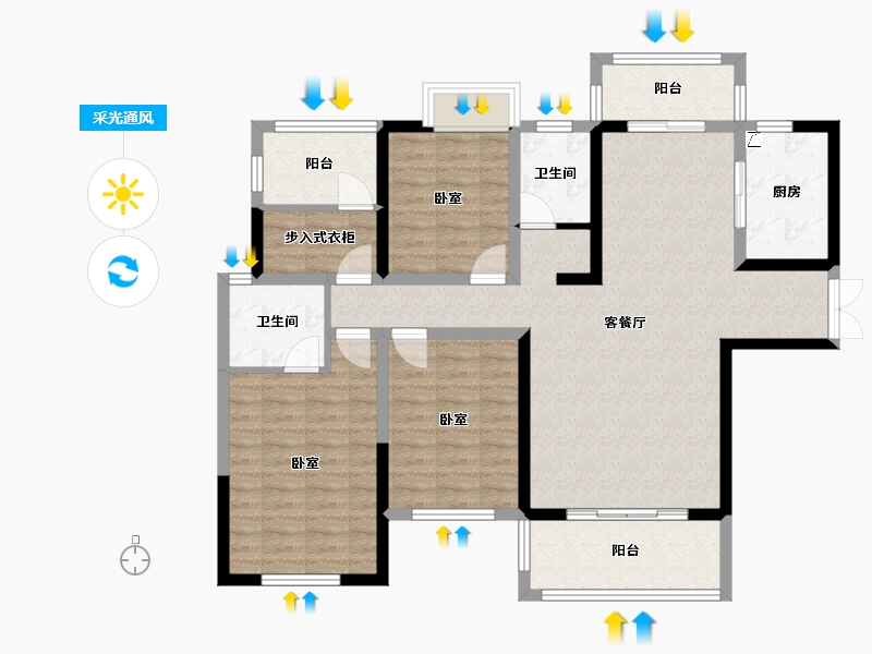 湖南省-岳阳市-富兴御城-109.37-户型库-采光通风