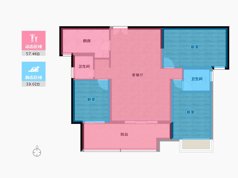 湖南省-长沙市-城发恒伟星雅韵-86.47-户型库-动静分区