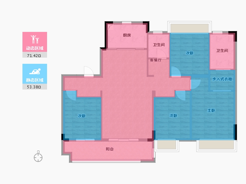 河南省-信阳市-世茂云玺-113.29-户型库-动静分区