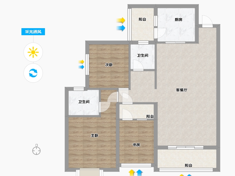 湖南省-张家界市-尚德公馆-92.80-户型库-采光通风