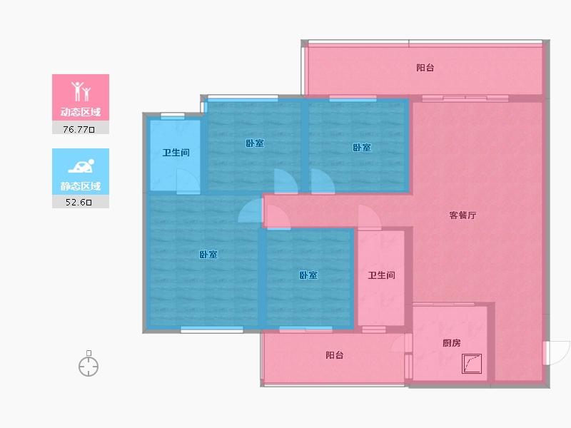 湖南省-怀化市-金为·潇湘蓉城-115.55-户型库-动静分区