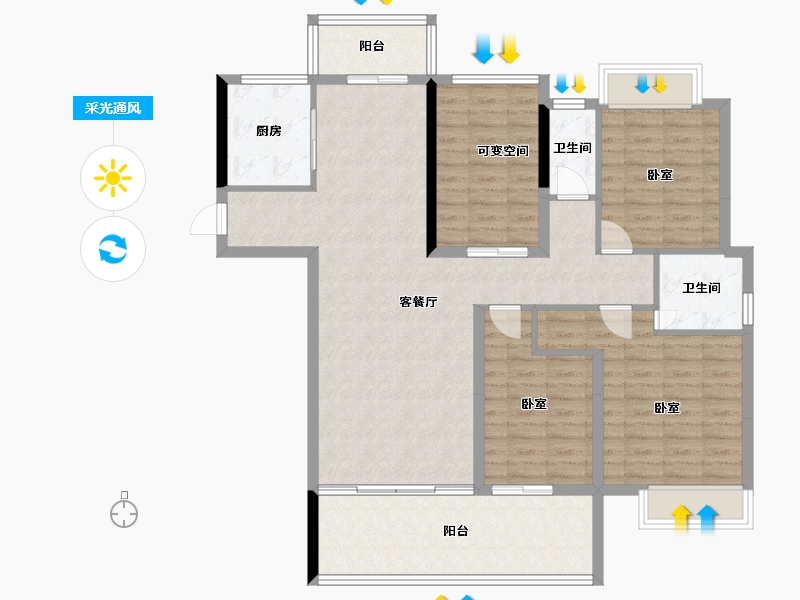 湖南省-娄底市-五江·碧桂园城市广场-117.58-户型库-采光通风