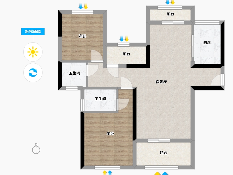 湖北省-十堰市-芳华里-77.70-户型库-采光通风